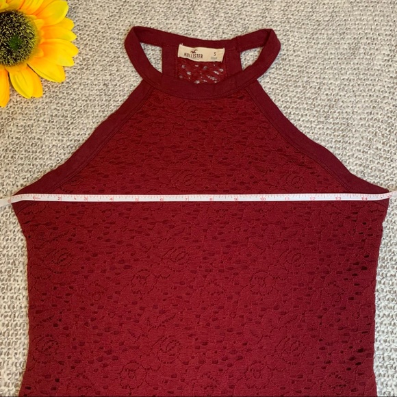 Hollister Maroon Lace Halter Tank Top with Sheer Back - Picture 7 of 8